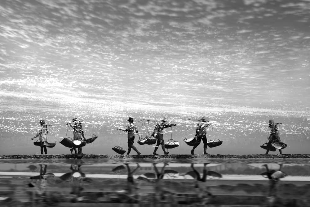 Salt Workers Reflections by Ekkachai Khemkum — canvas wall art
