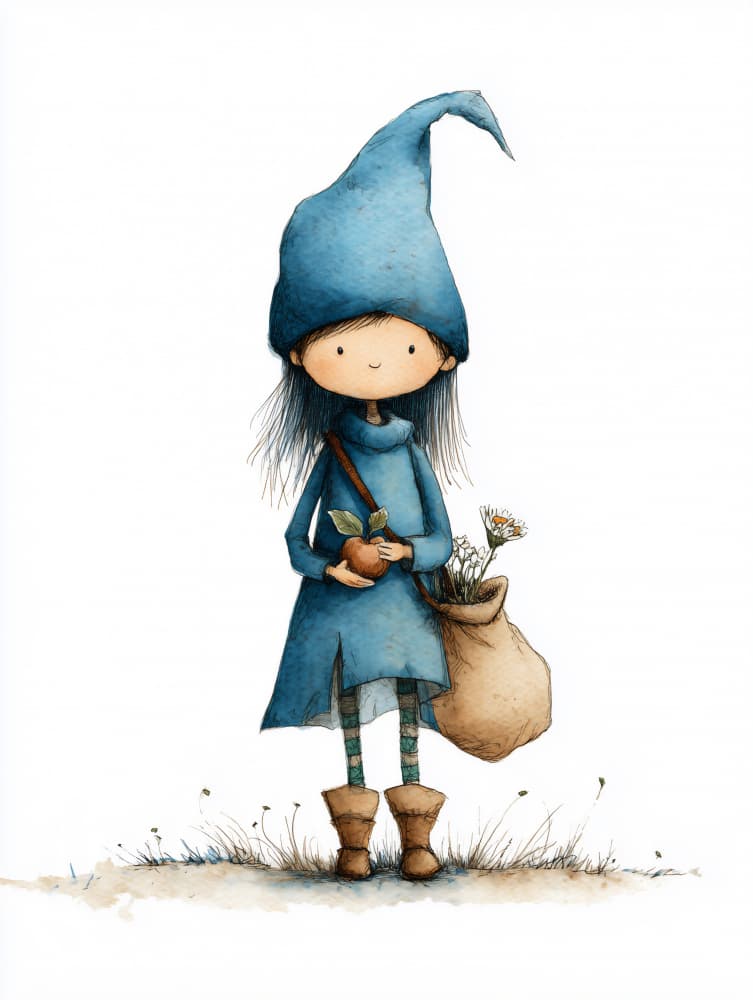 Little Blue Hat Girl by Annika Persson — canvas wall art