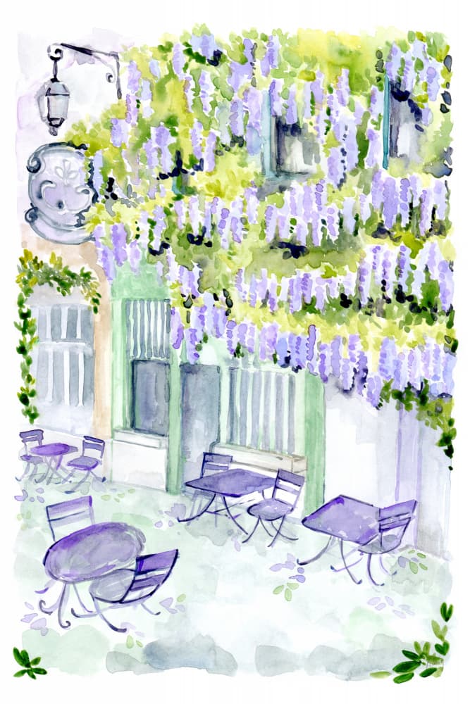 Charming Wisteria Courtyard by Rosana Laiz Blursbyai — canvas wall art