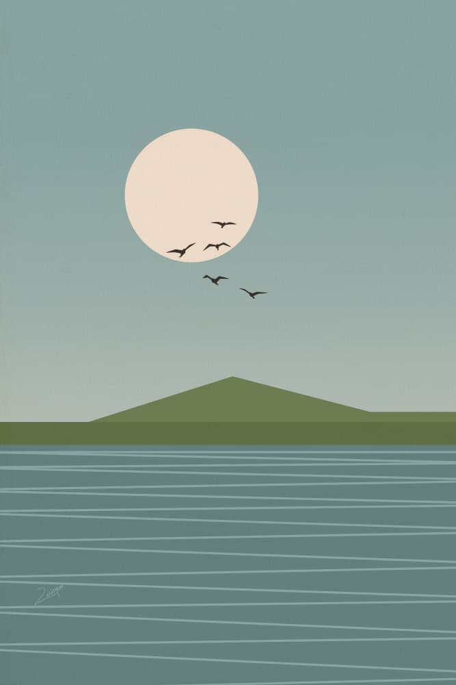 Moon Over Calm Waters by zarish chaudhry — canvas wall art
