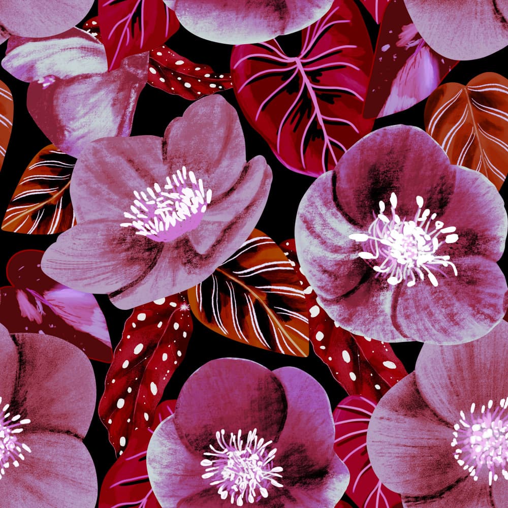 Dark Purple Flowers by Anis Illustration — canvas wall art