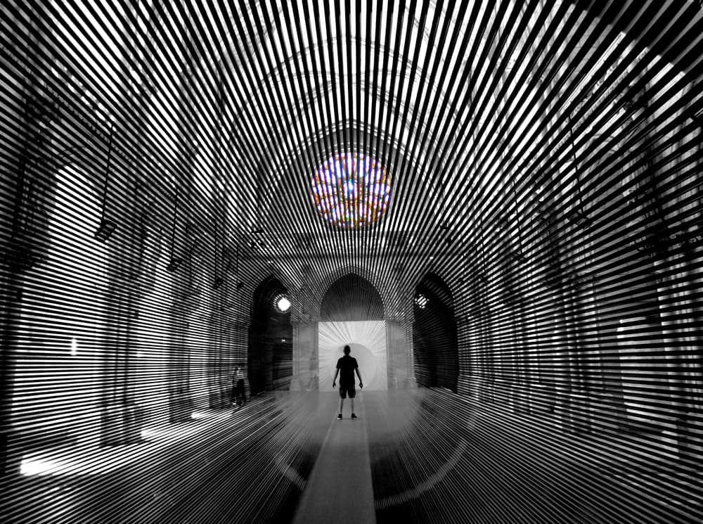 Geometric Church Interior by annehedelin — canvas wall art