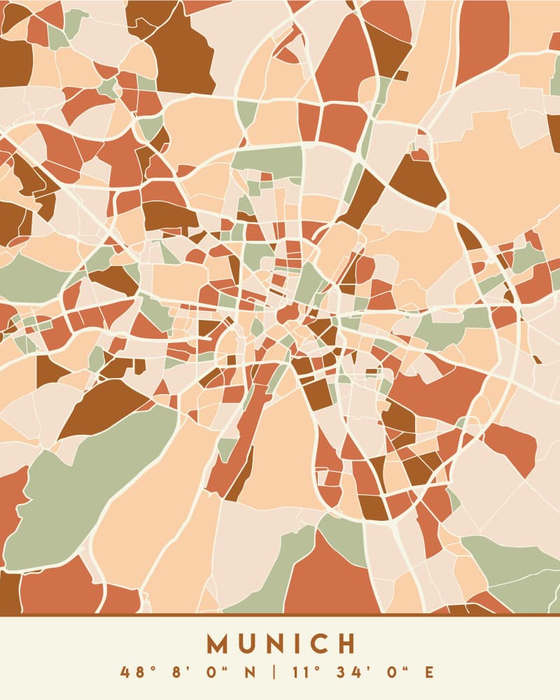 Abstract Munich City Map by Emiliano Deificus — canvas wall art