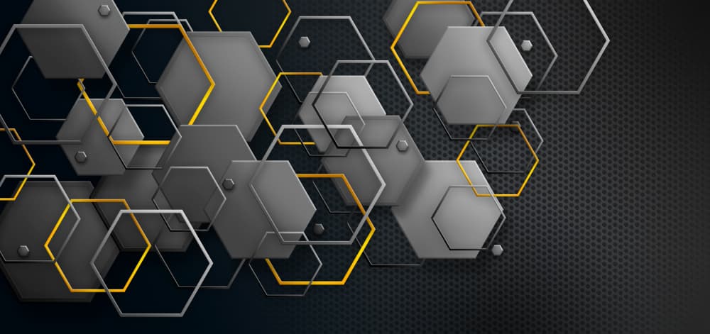 Modern Gold Hexagons by Rafal Kulik — canvas wall art