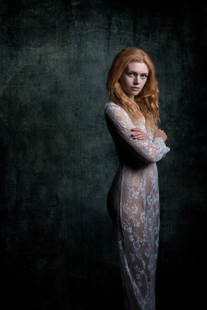 Ethereal Lace Portrait by Luc Stalmans — canvas wall art
