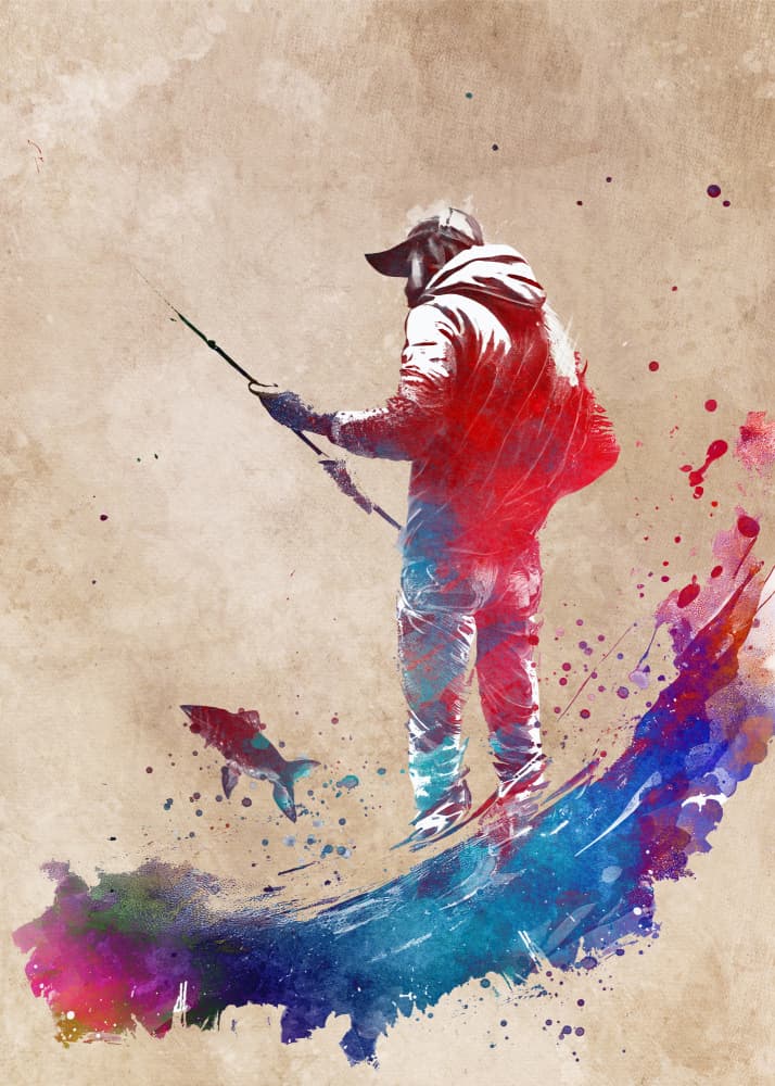 Vibrant Fishing Splash by Justyna Jaszke — canvas wall art