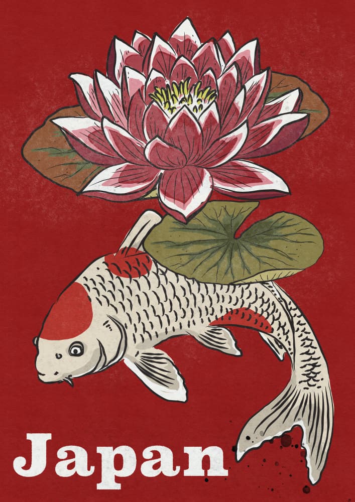 Japanese Koi Bloom by Nicholas — canvas wall art