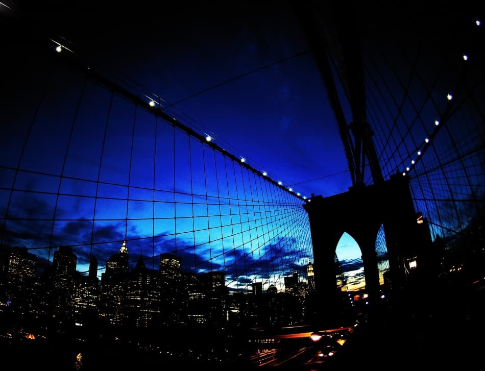 Brooklyn Bridge Night Lights by Fulvio Pellegrini — canvas wall art