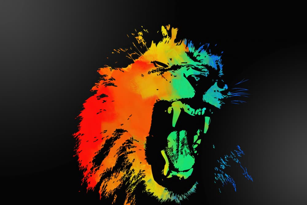 Roaring Colorful Lion by Rafal Kulik — canvas wall art