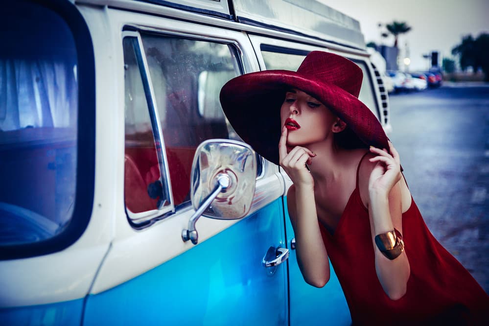 Red Hat Retro Ride by Ruslan Bolgov — canvas wall art