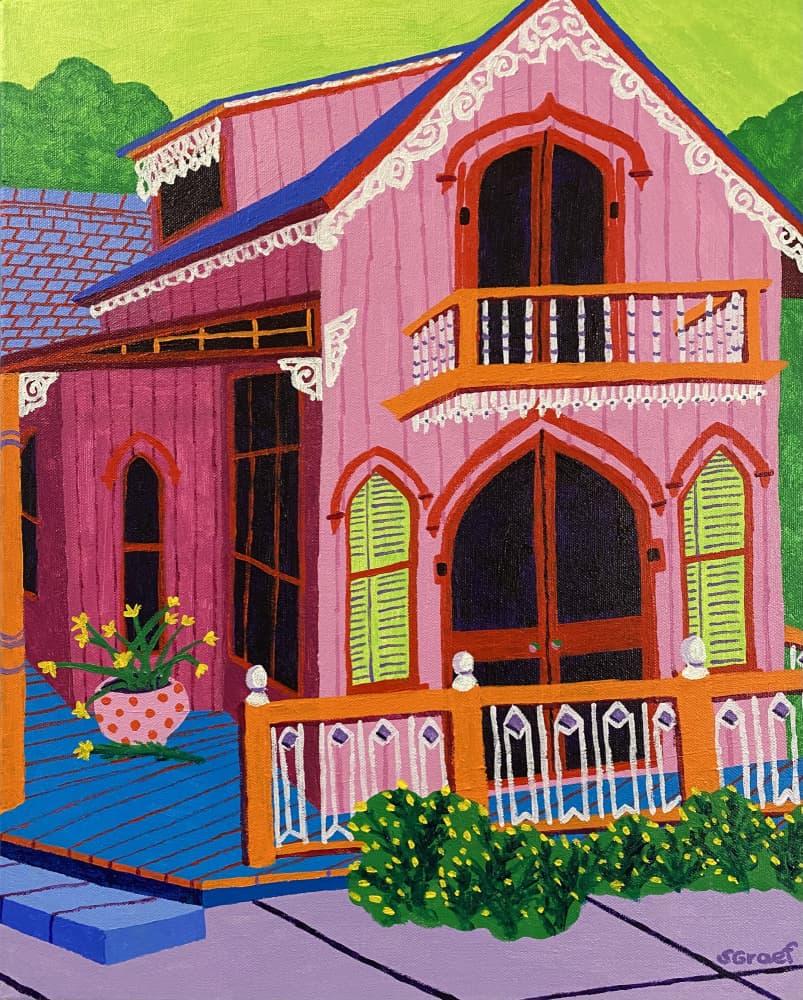 Pink House by Sue Graef — canvas wall art