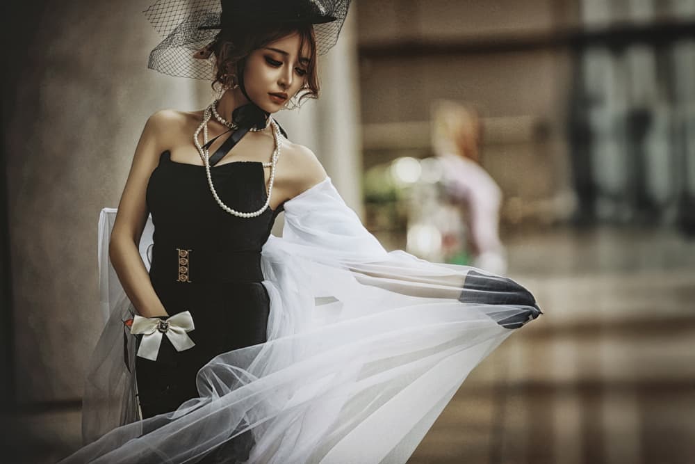 Elegant Woman in Black by KOIKI — canvas wall art