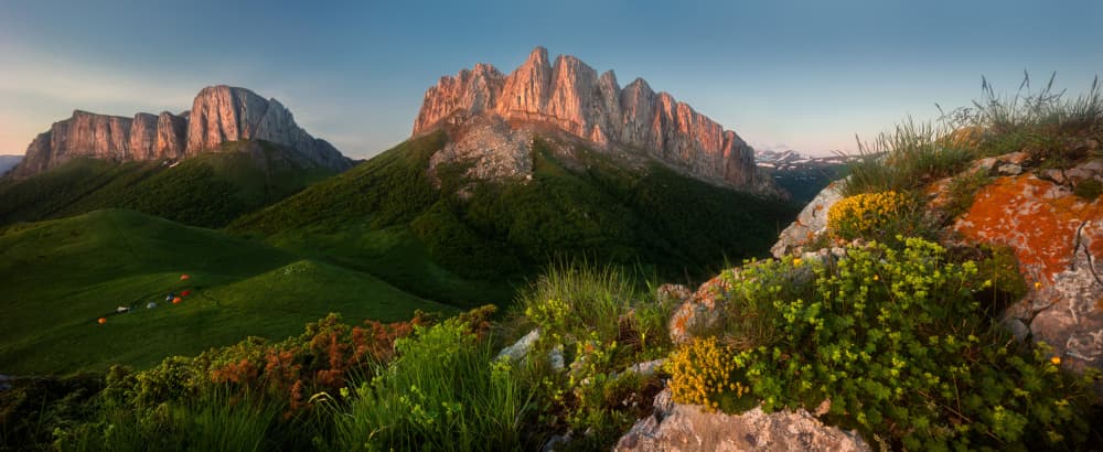 Serene Mountain Valley Camping by Valeriy Shcherbina — canvas wall art