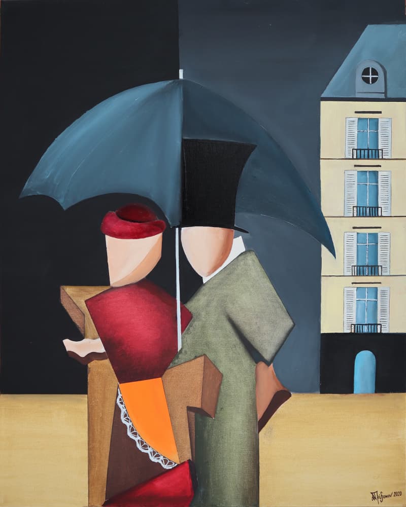 Elegant Rainy Walk by Alexander Trifonov — canvas wall art