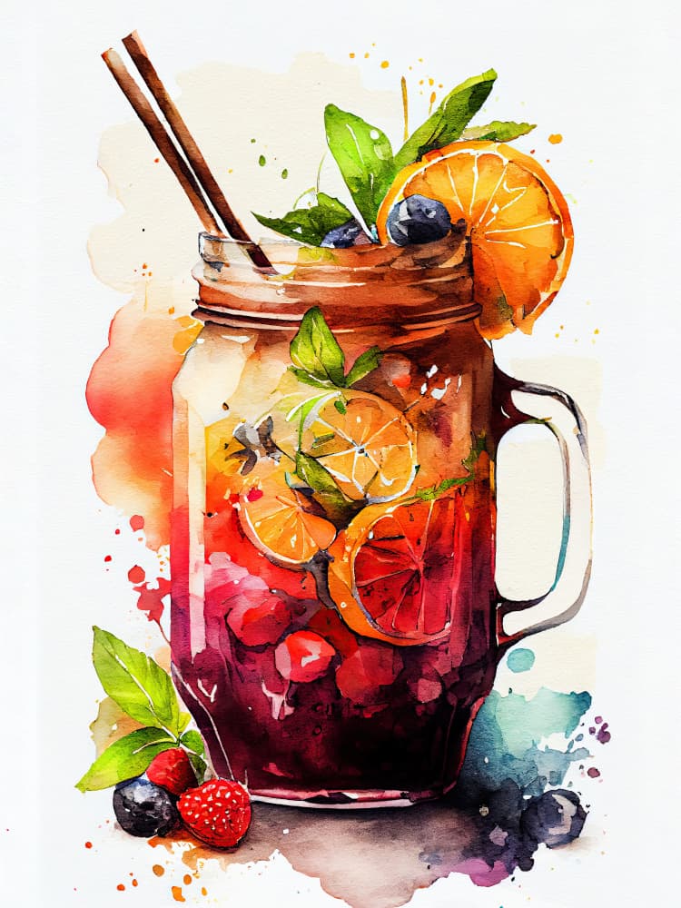 Refreshing Fruit Drink by Justyna Jaszke — canvas wall art