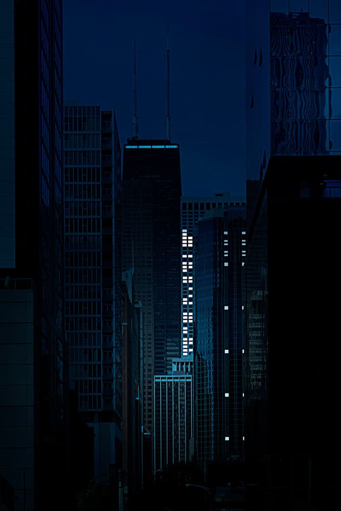 Towering City Night by Roland Weber — canvas wall art