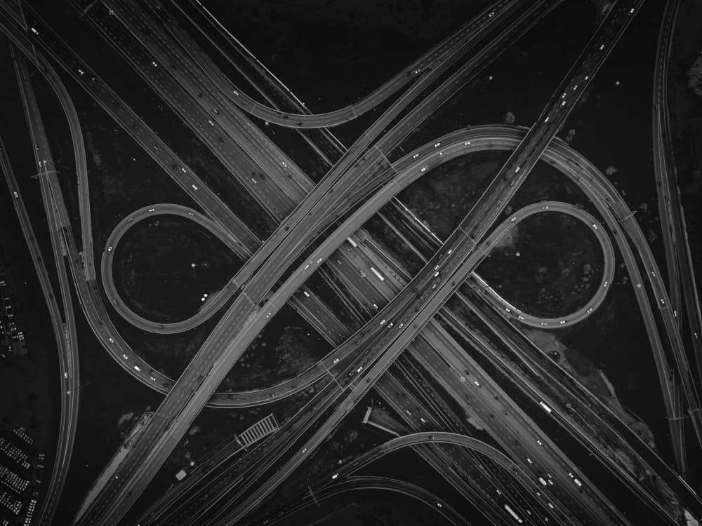Intertwining Urban Highways by Jianshu — canvas wall art