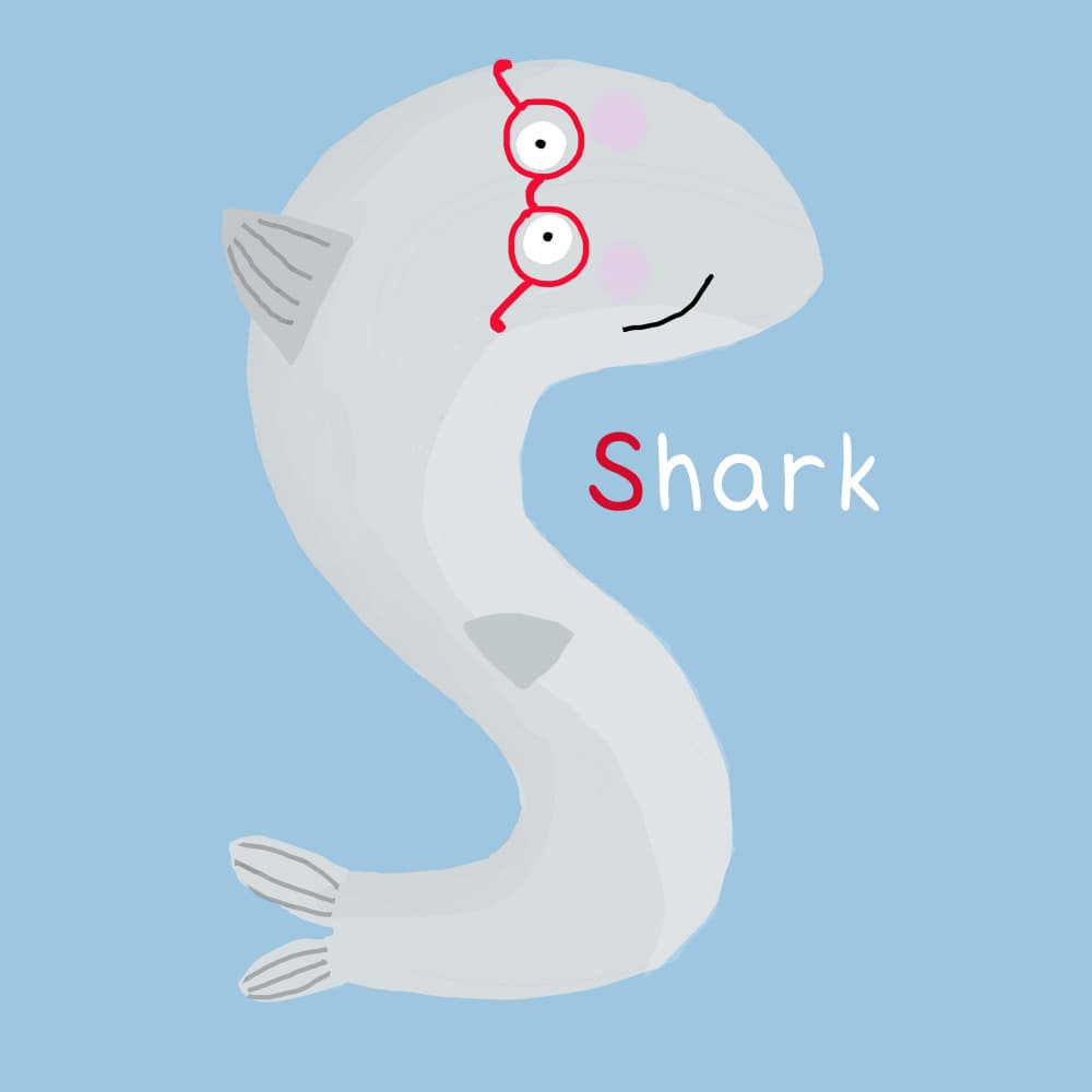 S is for Shark by Carla Daly — canvas wall art
