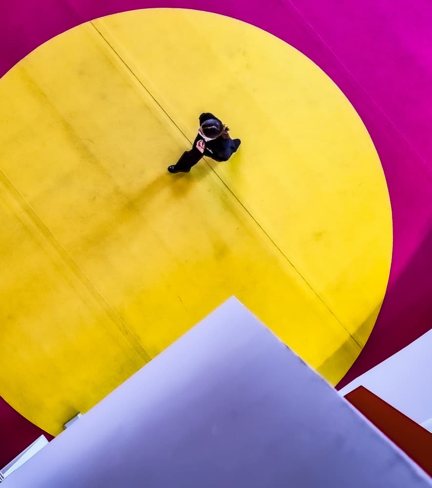 Walking The Yellow Circle by Stephane Navailles — canvas wall art