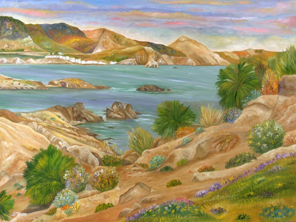 Coastal Village Sunset by Angeles M. Pomata — canvas wall art