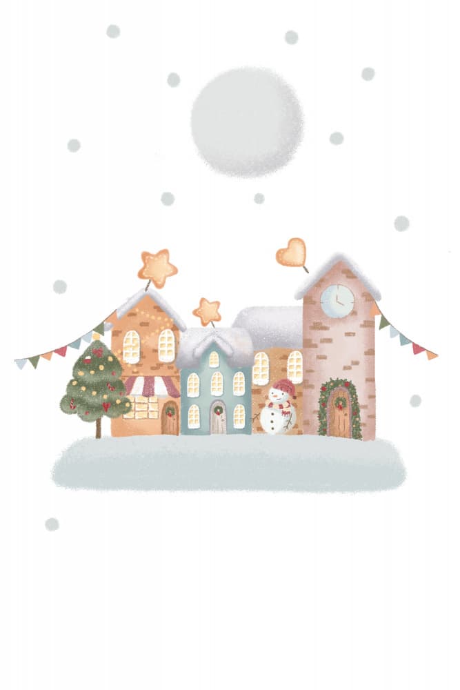 Snowy Christmas Town by Xuan Thai — canvas wall art