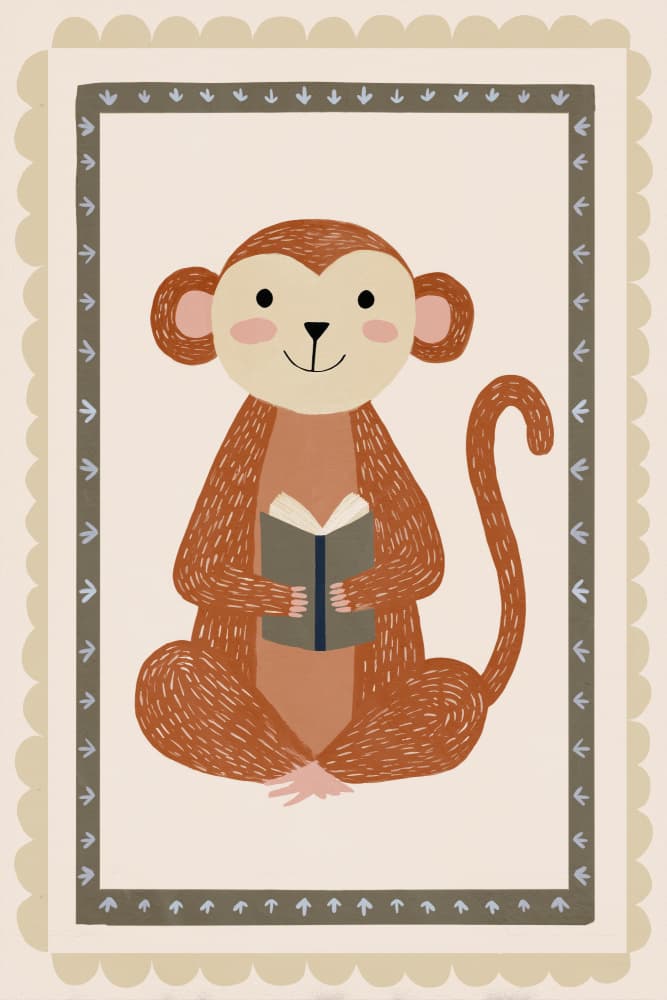 Booklove(monkey) by Treechild — canvas wall art
