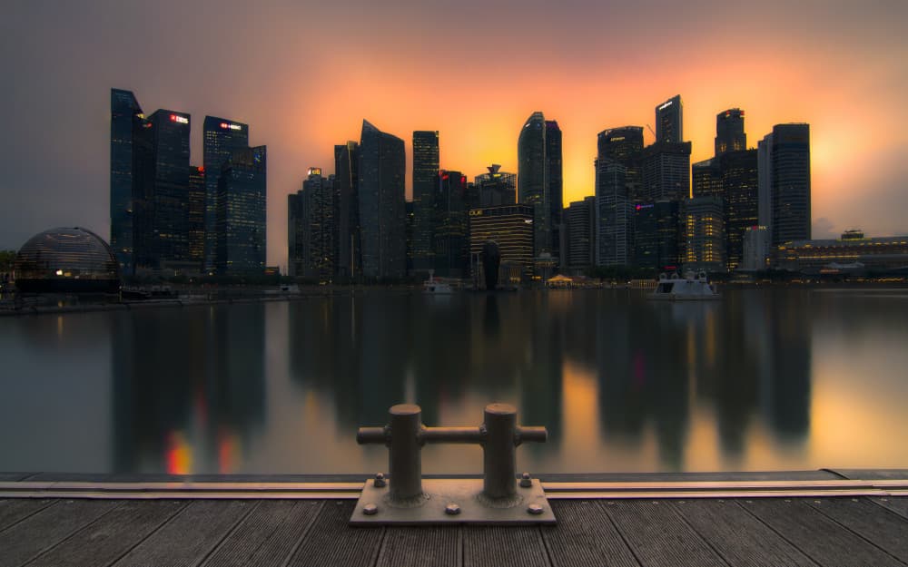 Waterfront City Glow by Mainak Dan — canvas wall art