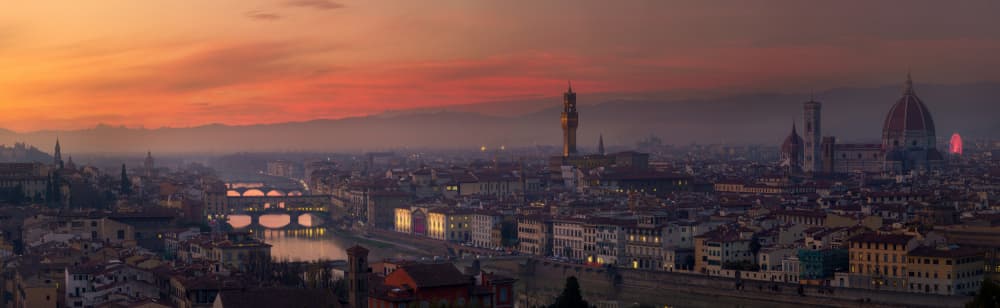 Florence Sunset Panorama by Javier del Puerto Photography — canvas wall art