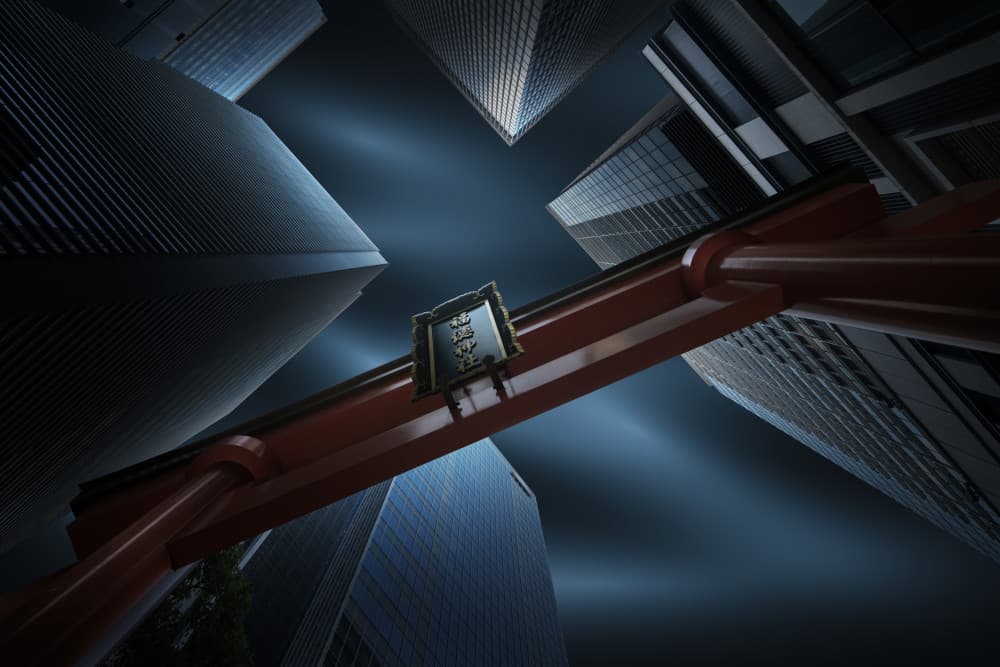 Skyscrapers and Torii by Shuchuan Liu — canvas wall art