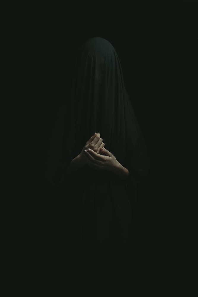 Veiled Figure Dark Mystery by Fatima Cherkaoui — canvas wall art
