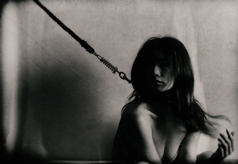 Chained Woman Portrait by Keisuke Ikeda @ blackcoffee — canvas wall art