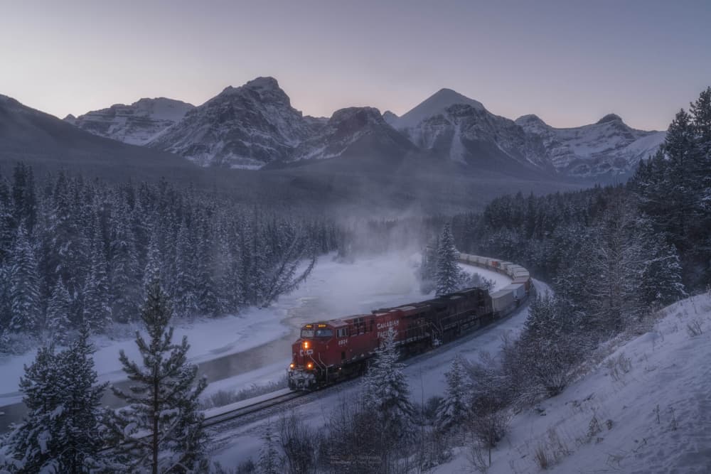 Winter Train Journey by Steve Zhang — canvas wall art