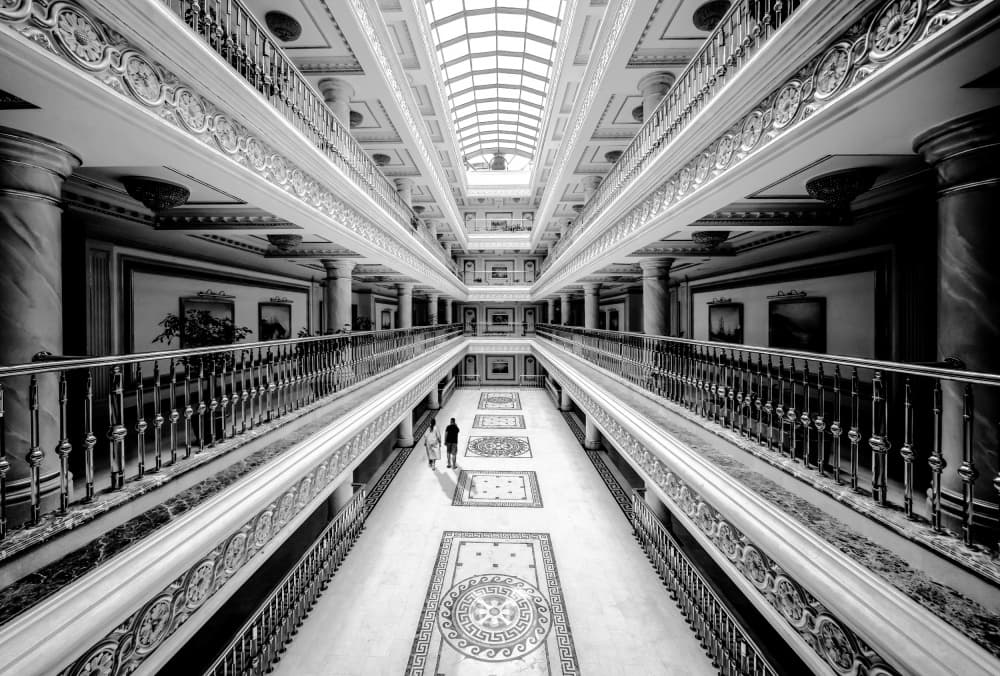 Symmetrical Grand Hall by DonnaHom APA — canvas wall art
