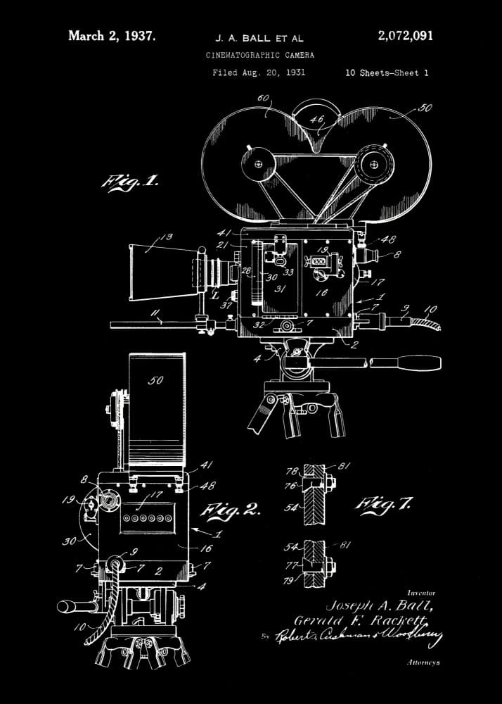 Cinematographic Camera Patent by Andreas Magnusson — canvas wall art