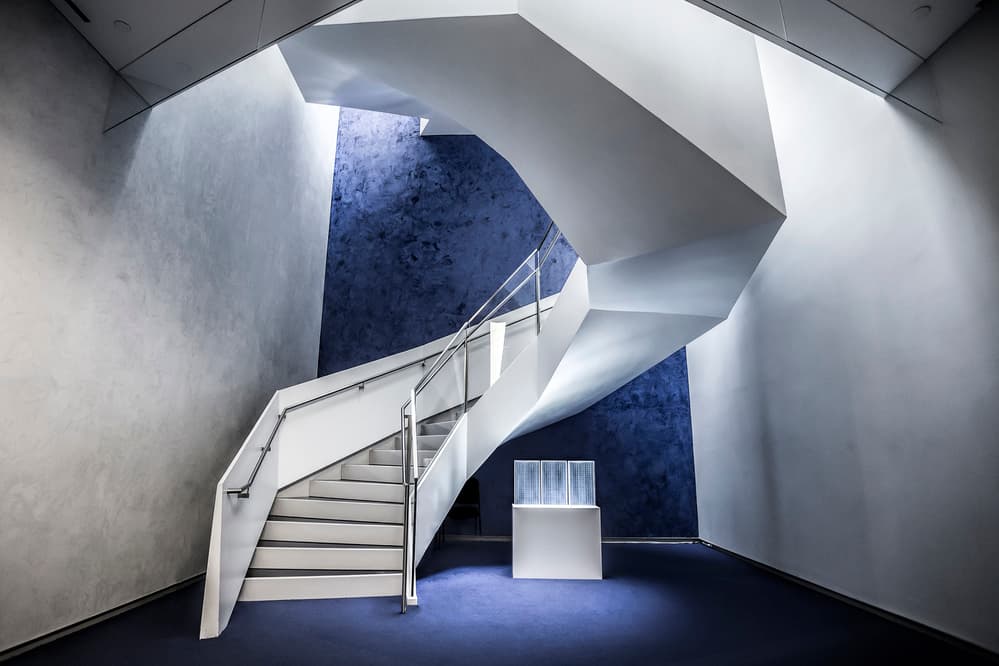 Architectural Blue Stairway by Fahad Abdualhameid — canvas wall art