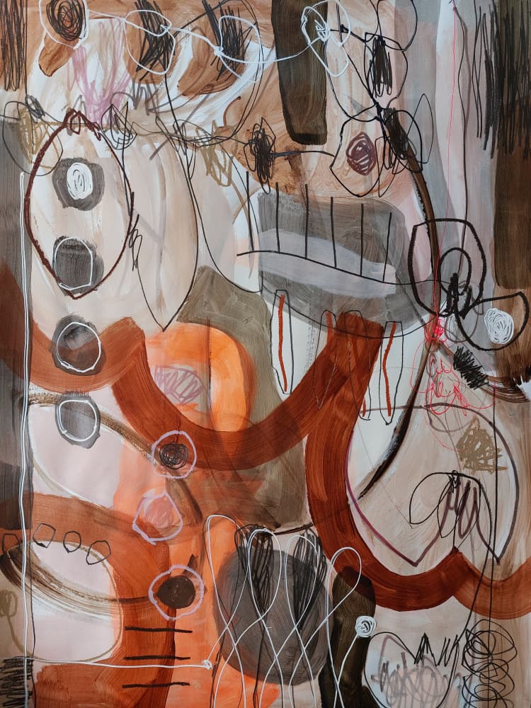 Warm Abstract Shapes by Monika Riethmueller — canvas wall art