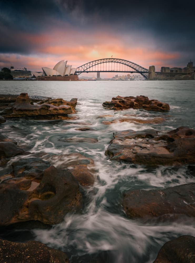 Sunrise Over Sydney Icons by Bing Li — canvas wall art