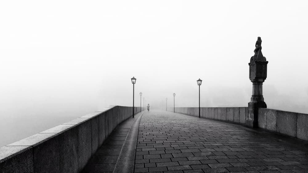Misty Bridge Solitude by Marchevca Bogdan — canvas wall art
