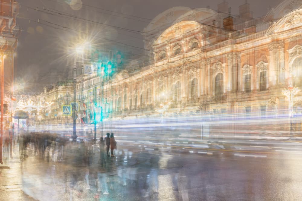 Night City Light Trails by Igor Kopcev — canvas wall art
