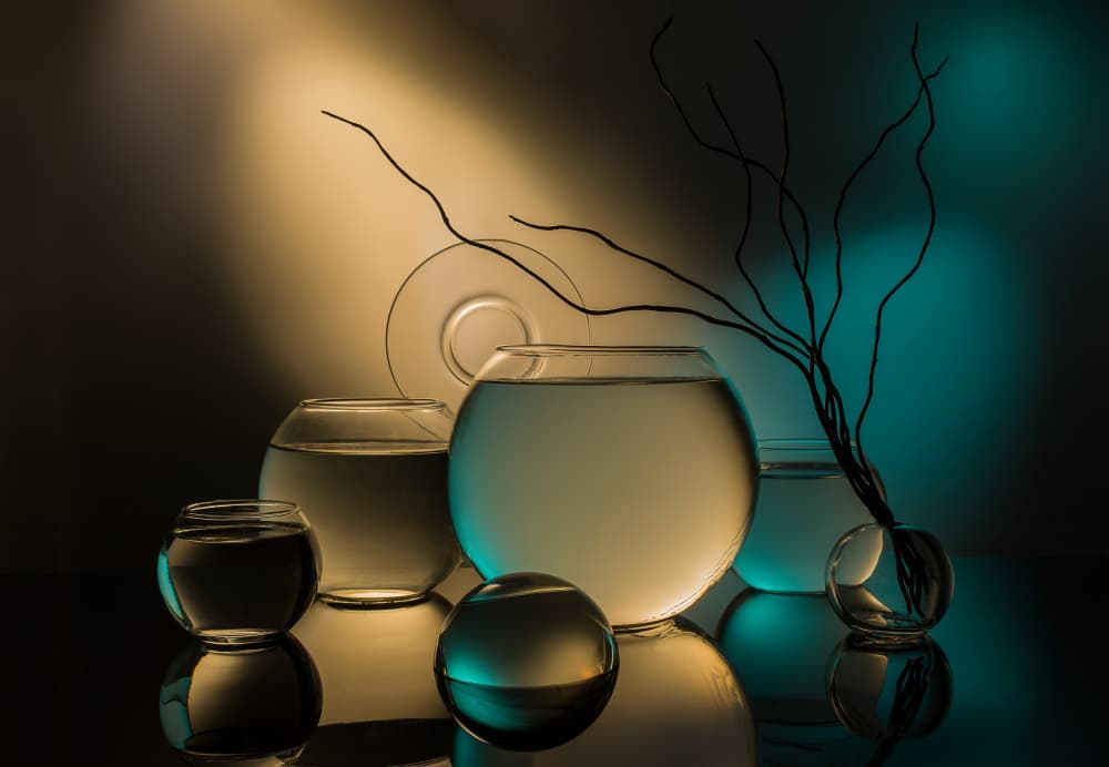Aqua Gold Glass Reflections by Evgeniy Popov — canvas wall art