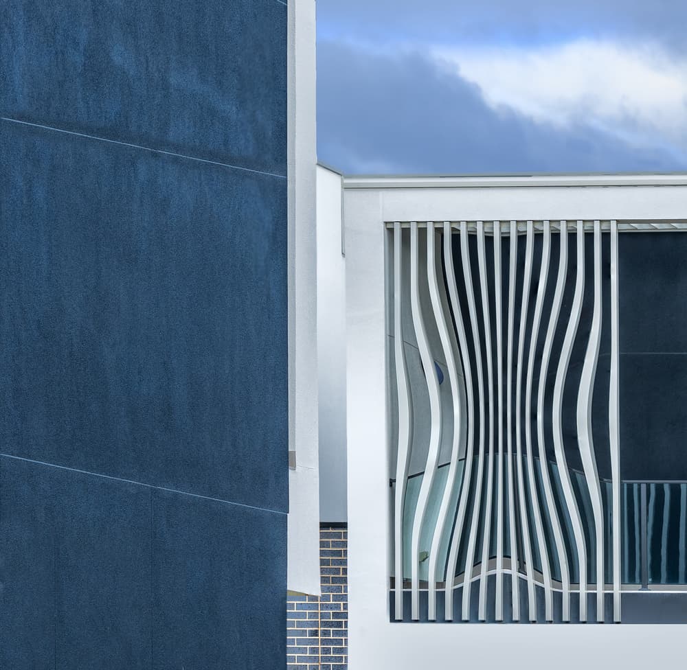Blue and White Architecture by Wayne Pearson — canvas wall art