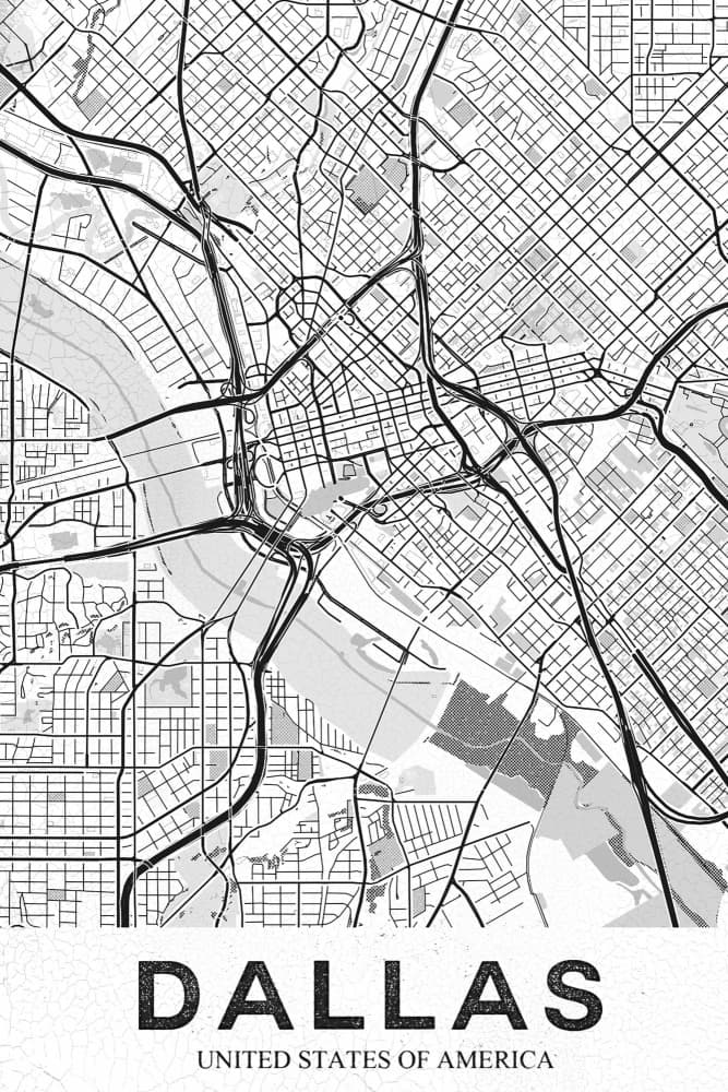 Dallas City Map by StudioSix — canvas wall art