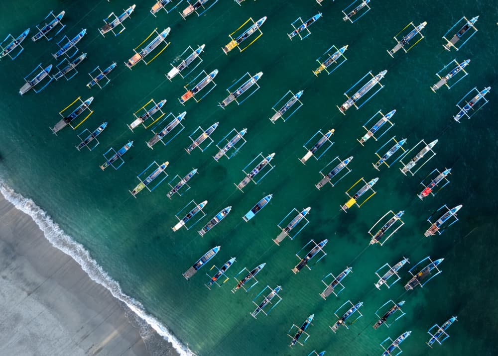 Tropical Beach Boat Pattern by Dennis Zhang — canvas wall art