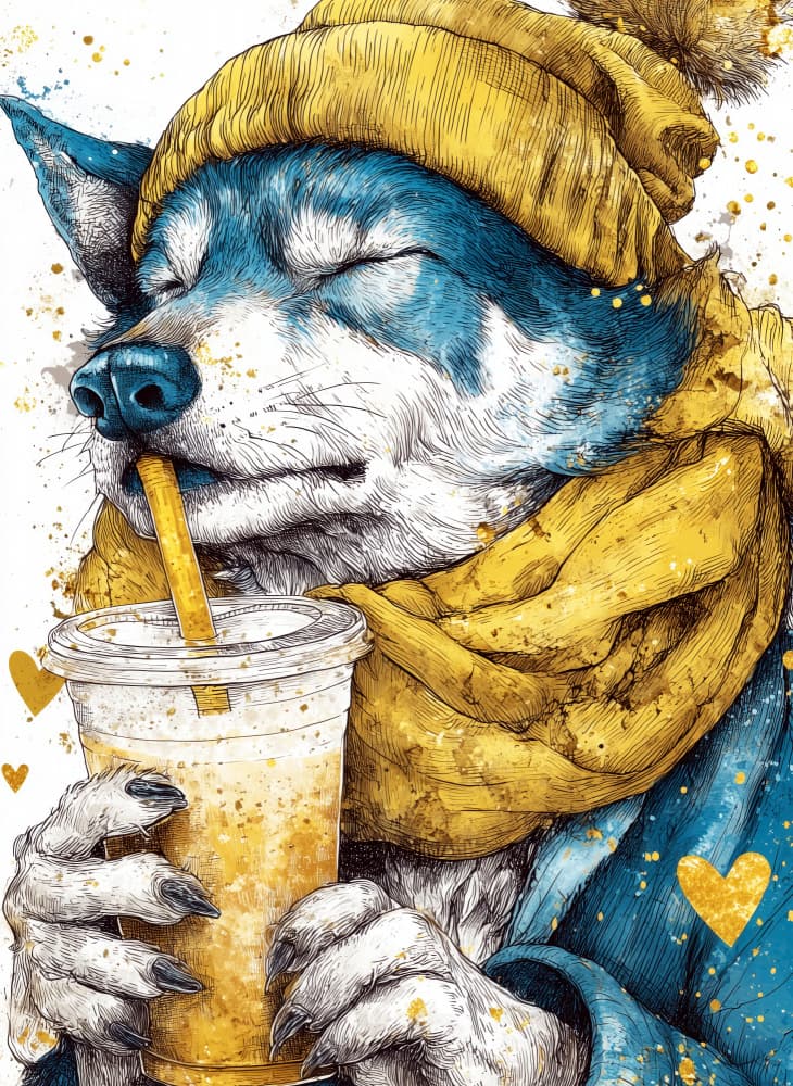 Cozy Winter Dog by Justyna Jaszke — canvas wall art
