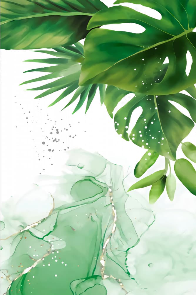 Monstera Abstract Gold Greens by Rafal Kulik — canvas wall art