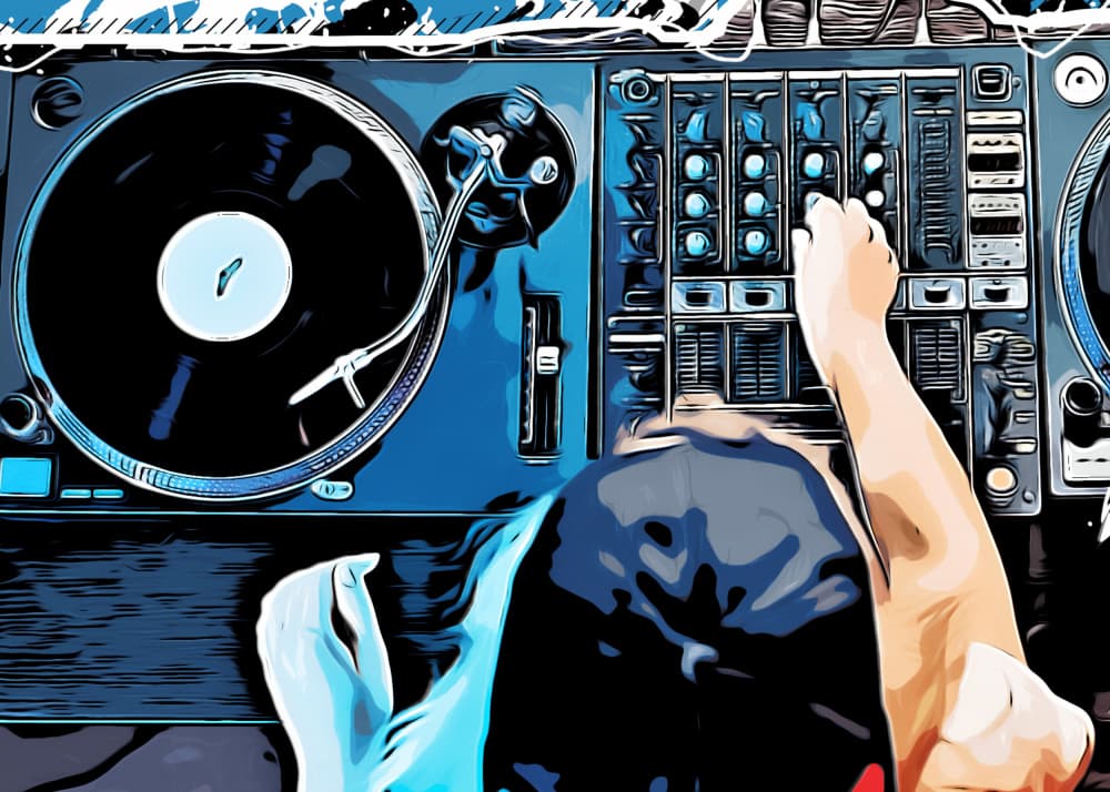 DJ Mixing Vinyl by Justyna Jaszke — canvas wall art