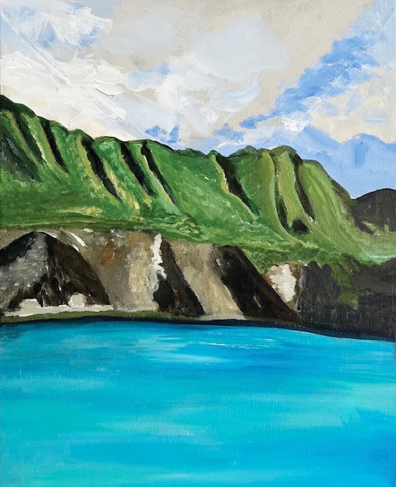 Aqua Blue Mountain Lake by Breanna Megan Studio — canvas wall art