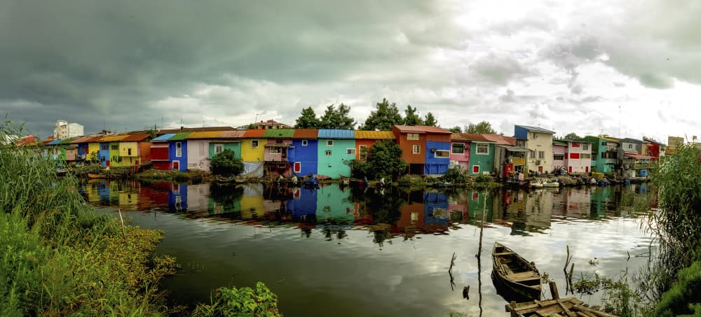 Colorful River Reflections by Sara shafigh — canvas wall art
