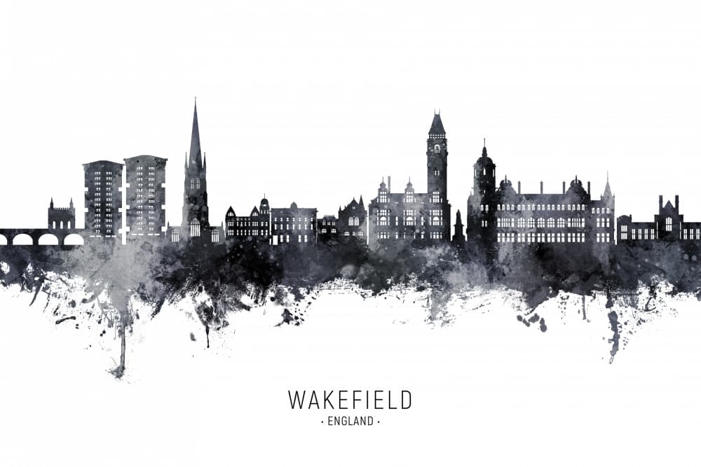 Wakefield England Skyline by Michael Tompsett — canvas wall art