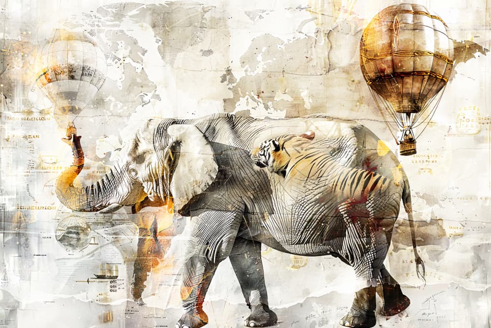 Elephant World Journey by Rafal Kulik — canvas wall art